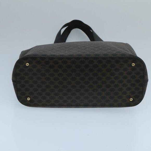 CELINE Macadam Canvas Hand Bag Pvc Leather Black Gold - Picture 9 of 12